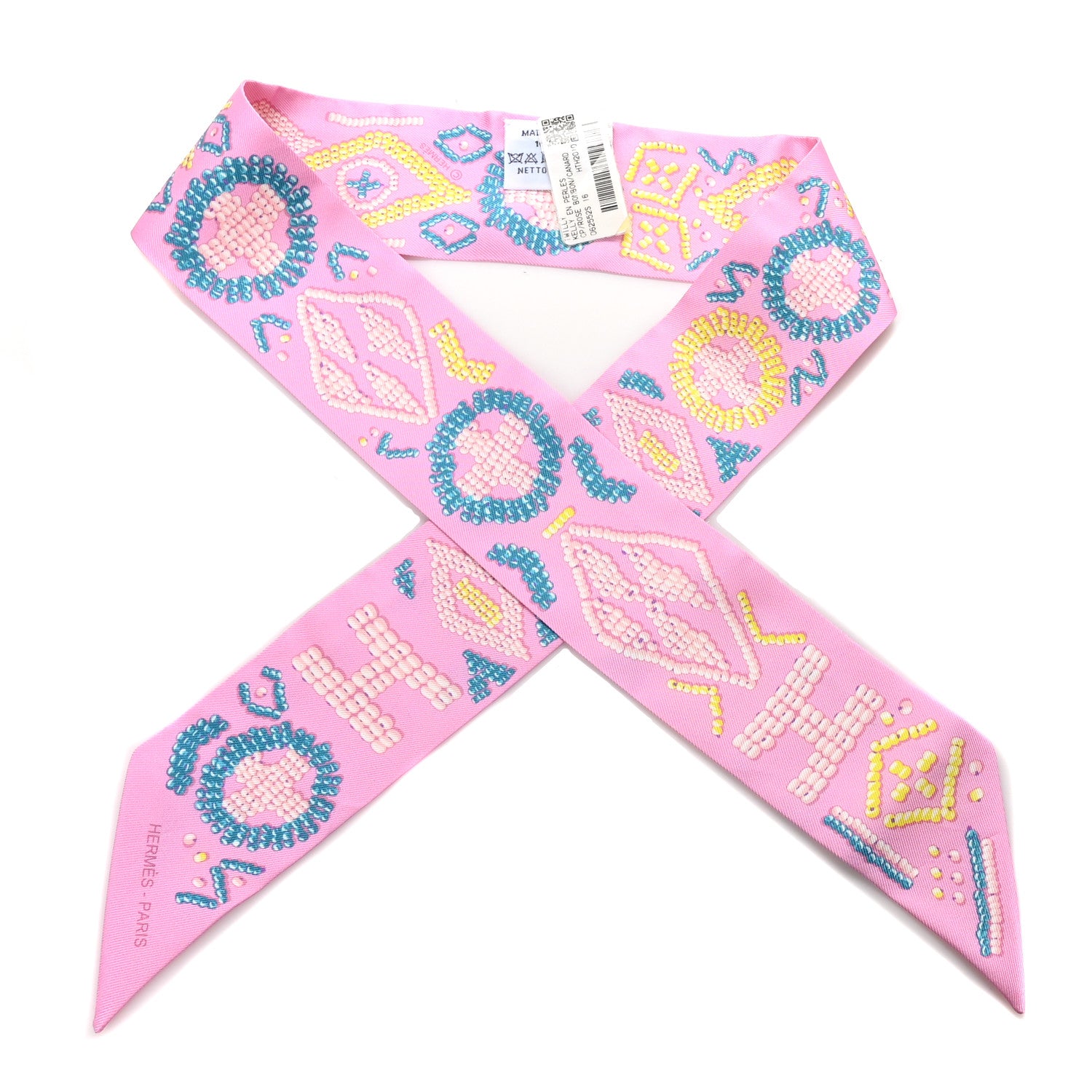 Hermes Silk Kelly En Perles Twilly Rose Bonbon Canard 1 of 3