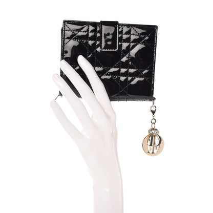 Christian Dior Patent Cannage Lady Dior Eden Wallet Black 2 of 6