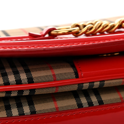 Burberry Patent 1983 Knight Check Link Shoulder Bag Bright Red 11 of 11