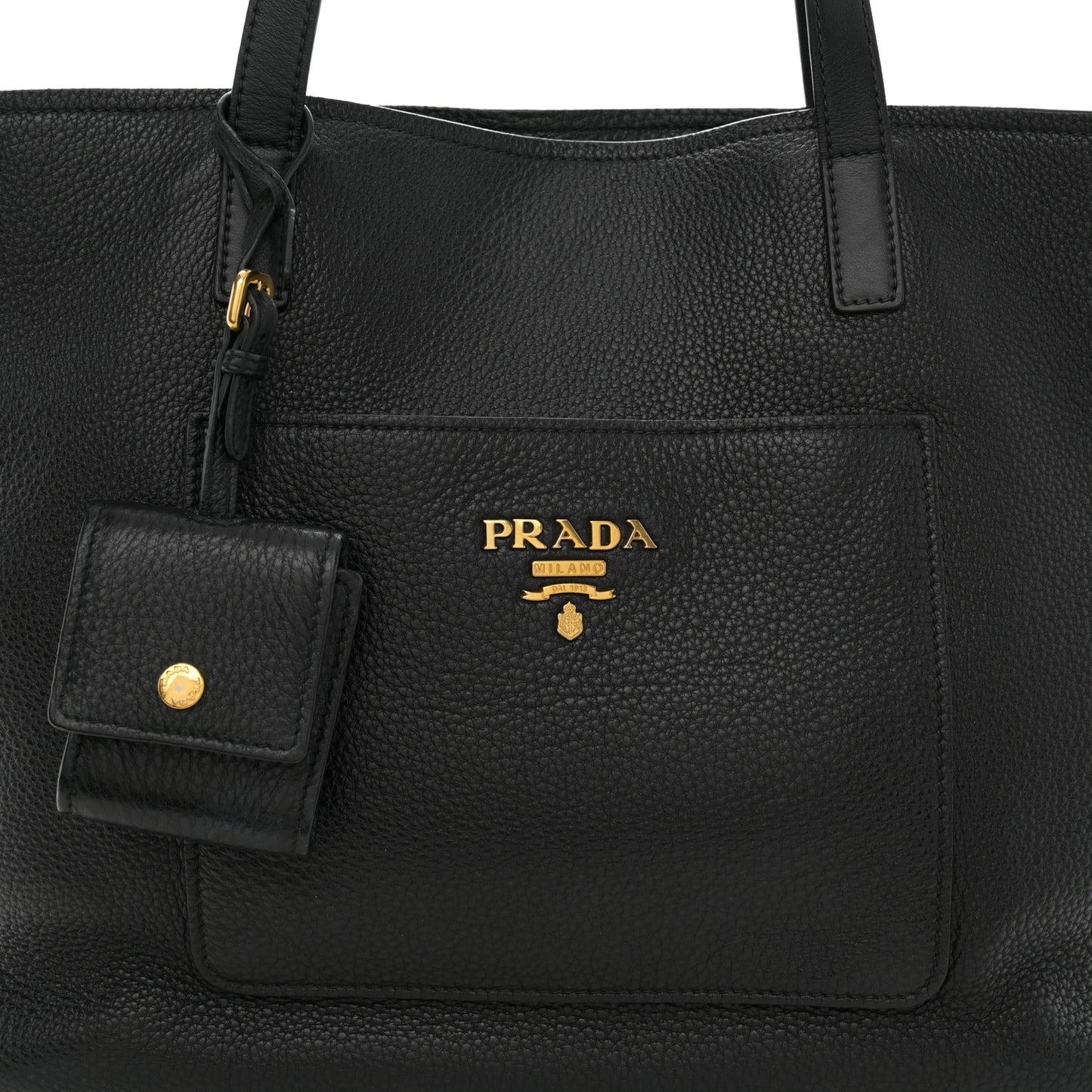 Vitello Daino Pocket Shopping Tote Black