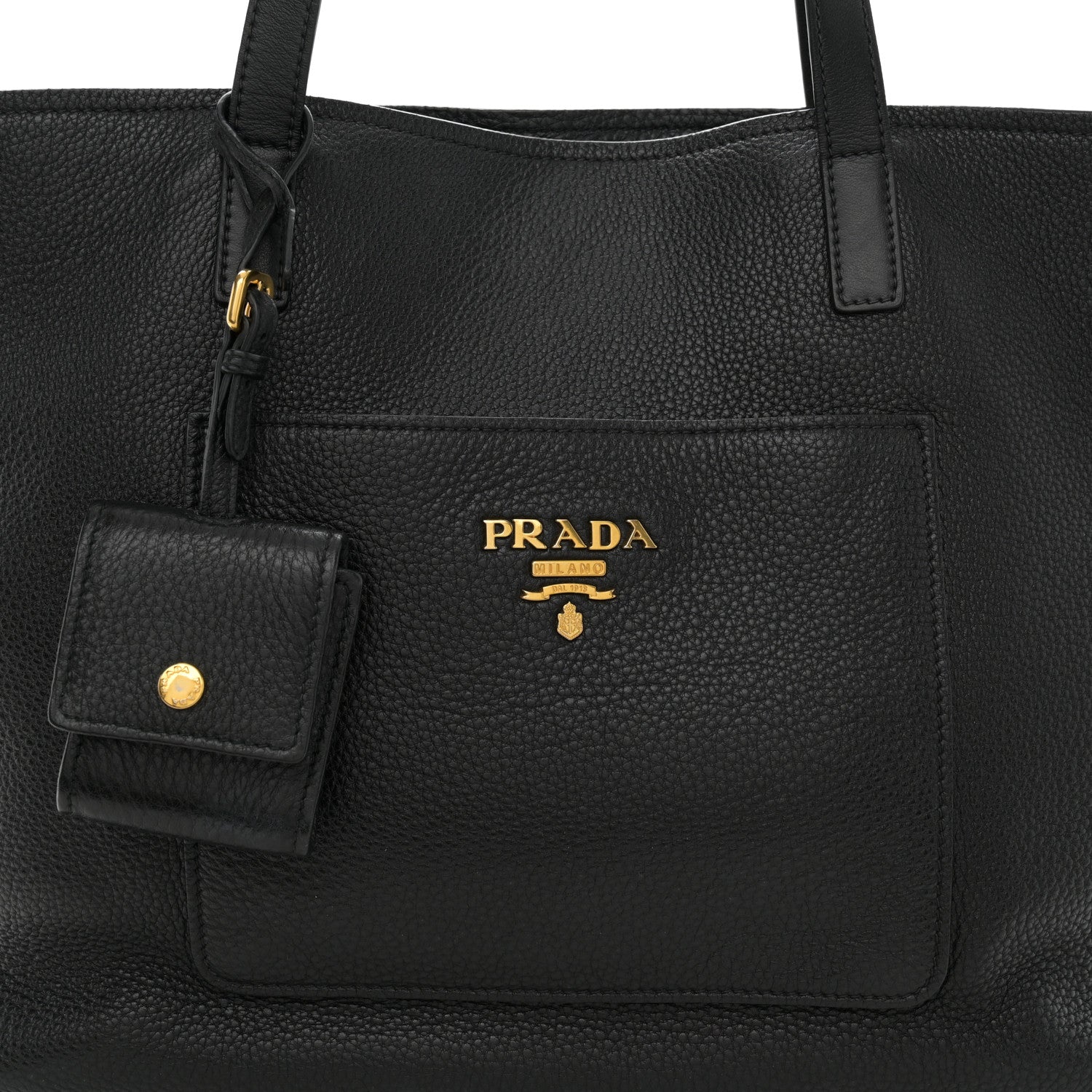 Prada Vitello Daino Pocket Shopping Tote Black 8 of 12