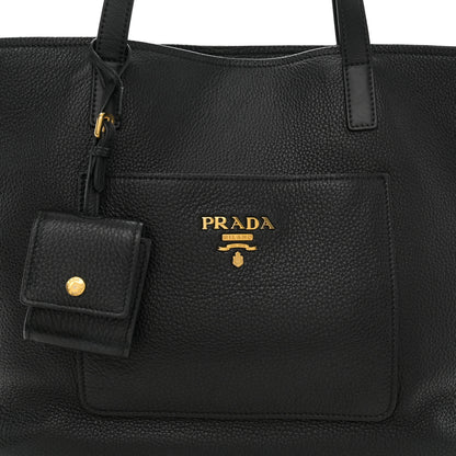 Prada Vitello Daino Pocket Shopping Tote Black 8 of 12