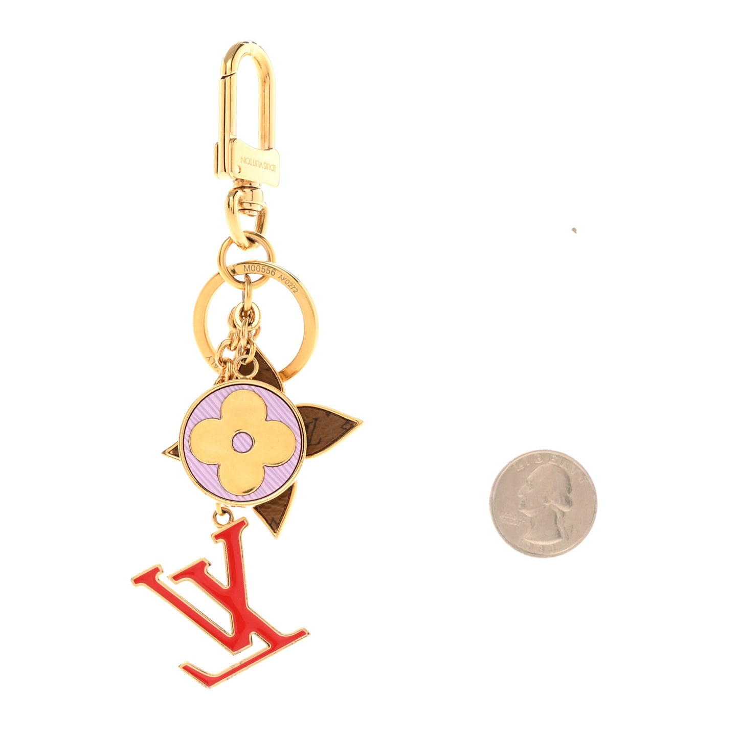 LOUIS VUITTON Metal Reverse Monogram Epi Spring Street Bag Charm Key Holder Gold