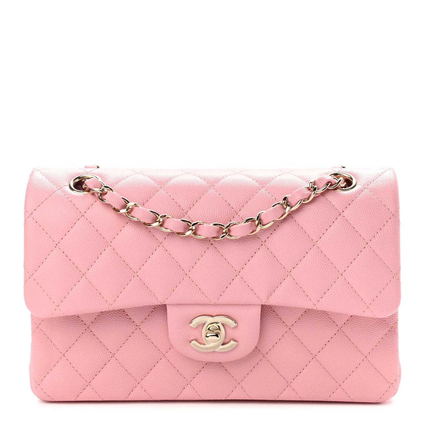 Caviar Quilted Small Double Flap Pink