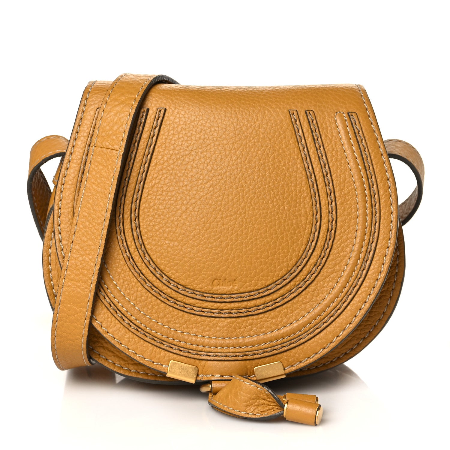Chloe Calfskin Mini Marcie Round Crossbody Bag Curry Yellow 1 of 10