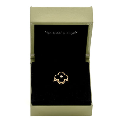 Van Cleef & Arpels 18K Yellow Gold Black Onyx Diamond Vintage Alhambra Ring 51 5.75 5 of 5