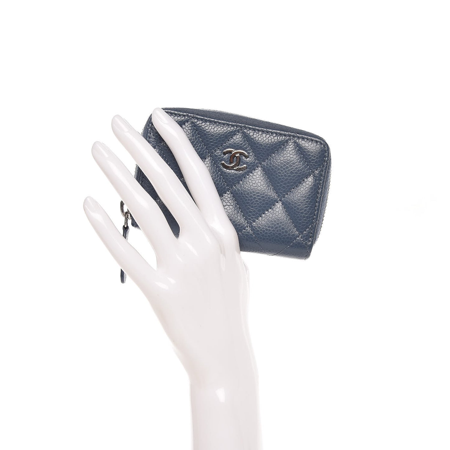 Caviar Quilted Zip Coin Purse Blue