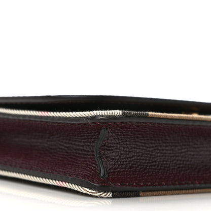 Burberry Grained Calfskin House Check Tartan Mix Hampshire Wallet On Chain Burgundy 7 of 8