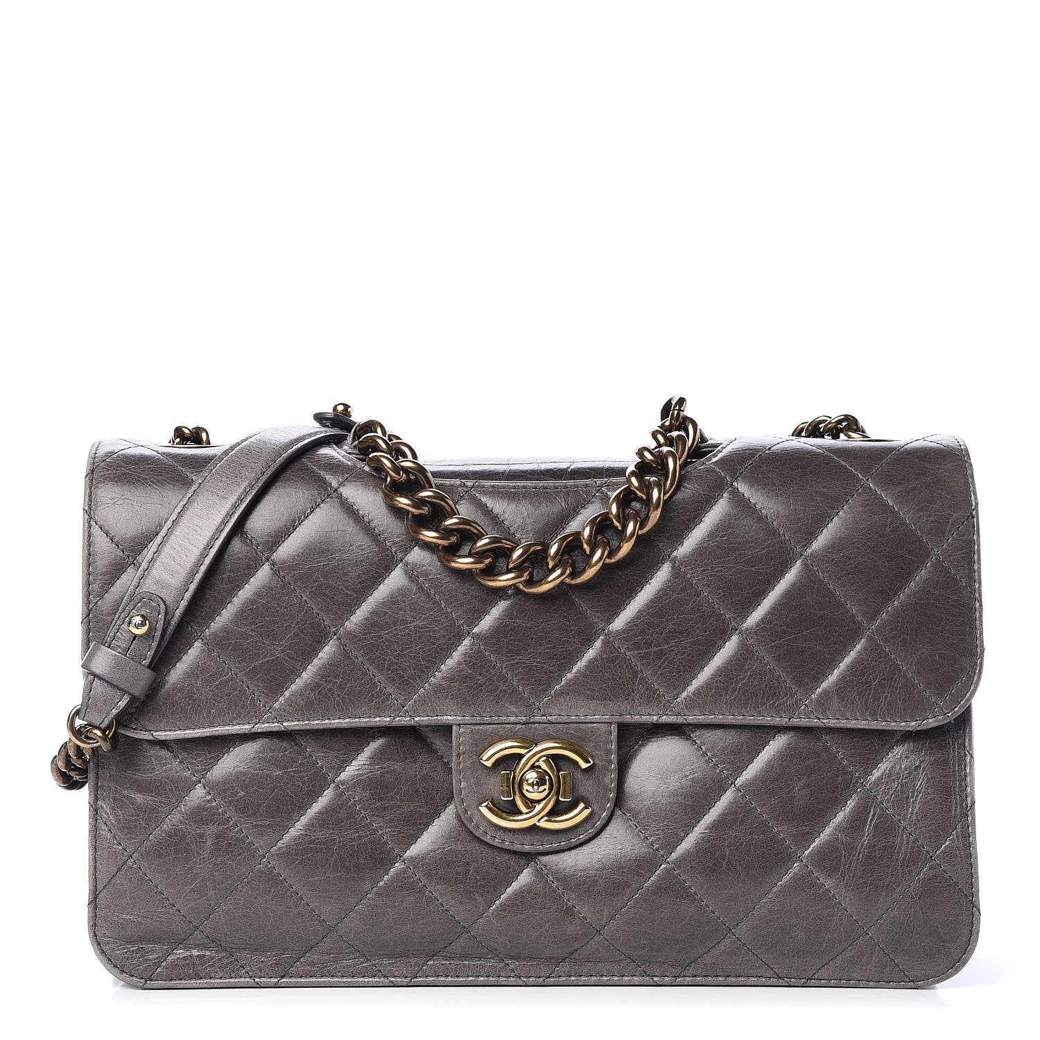 Chanel Glazed Calfskin Quilted Large Perfect Edge Flap Grey 1 of 17