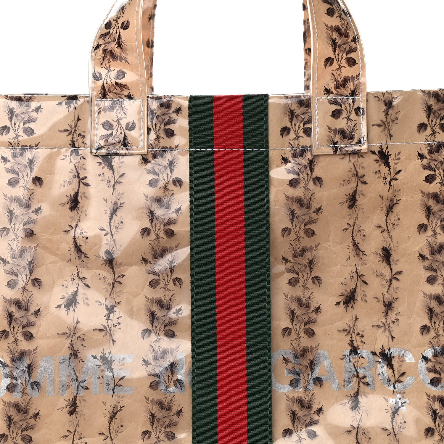 Gucci X COME DE GARCONS Plastic Web Floral Paper Shopper Tote 8 of 11