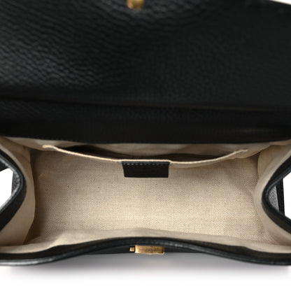 Gucci Calfskin Mini GG Marmont Top Handle Bag Black 5 of 10