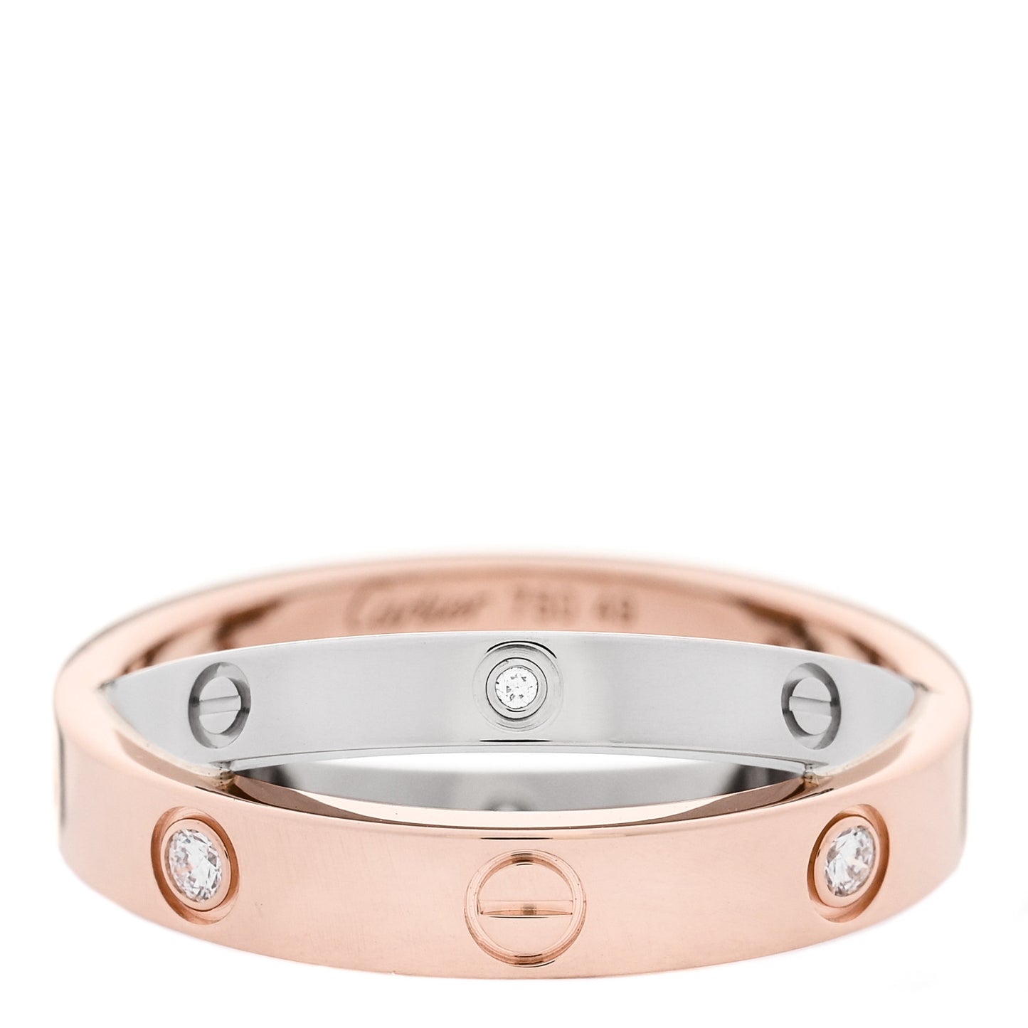 18K Pink White Gold 6 Diamond LOVE Ring 49 4.75