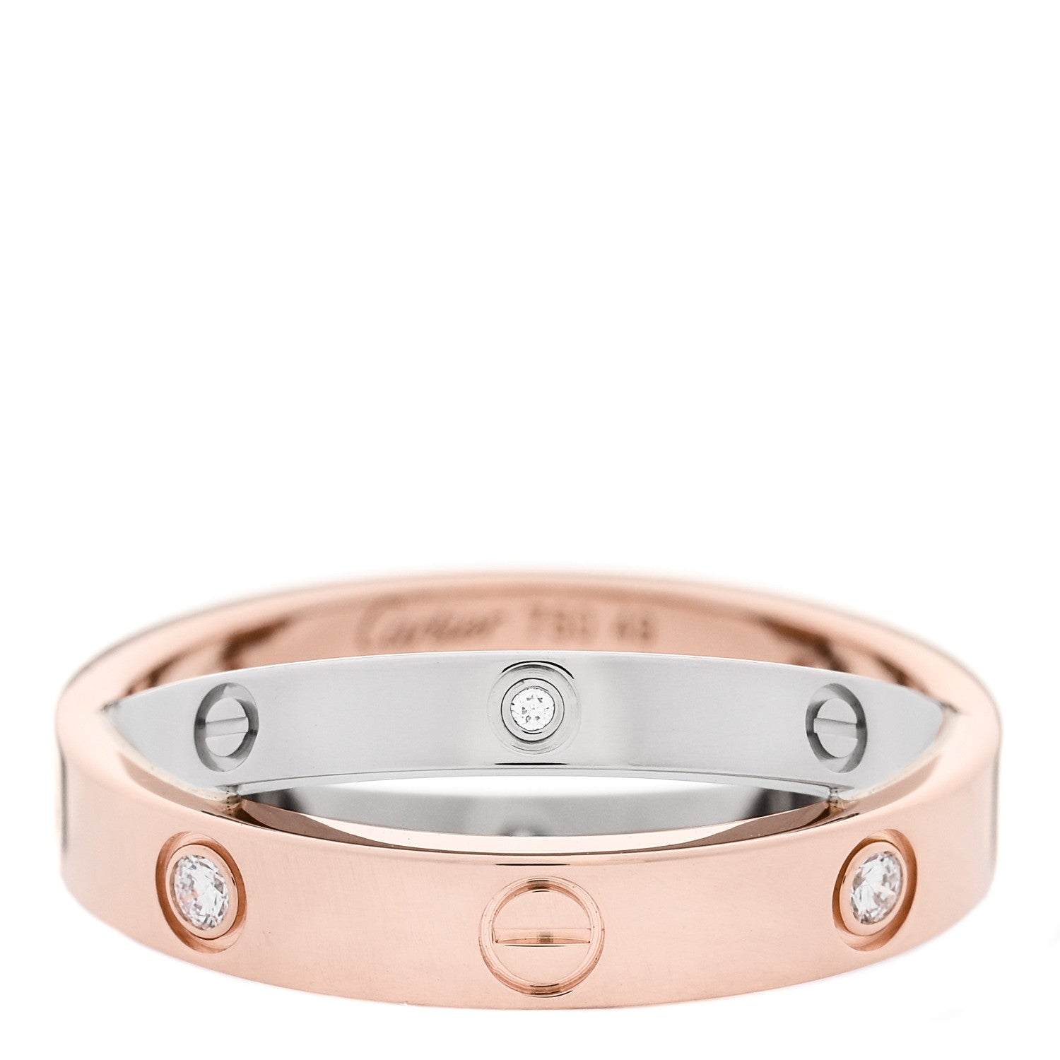 Cartier 18K Pink White Gold 6 Diamond LOVE Ring 49 4.75 1 of 6