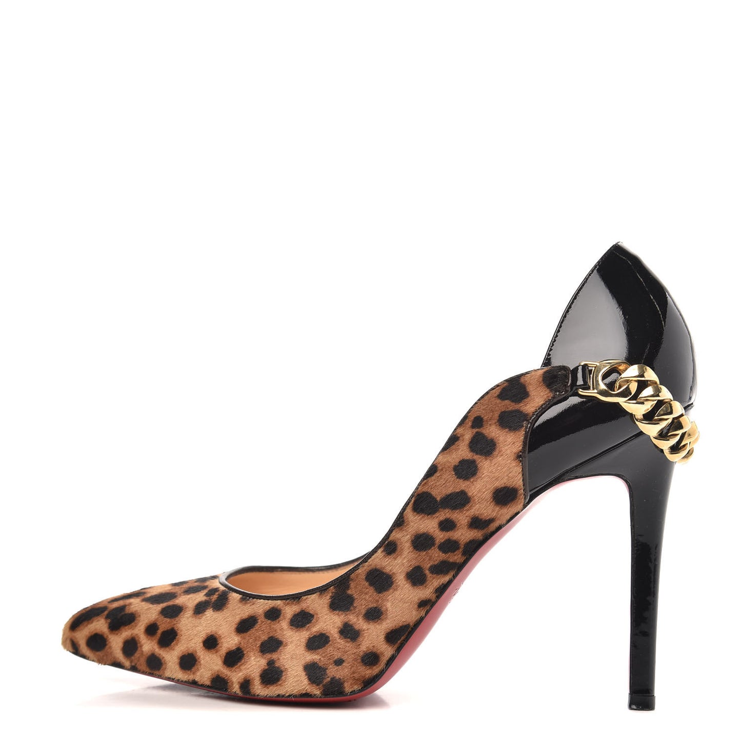Pony Hair Leopard Patent Dorepi Pumps 38 Black