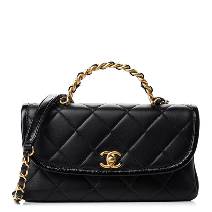 Chanel Lambskin Quilted Small La Parisienne Top Handle Flap Black 1 of 10