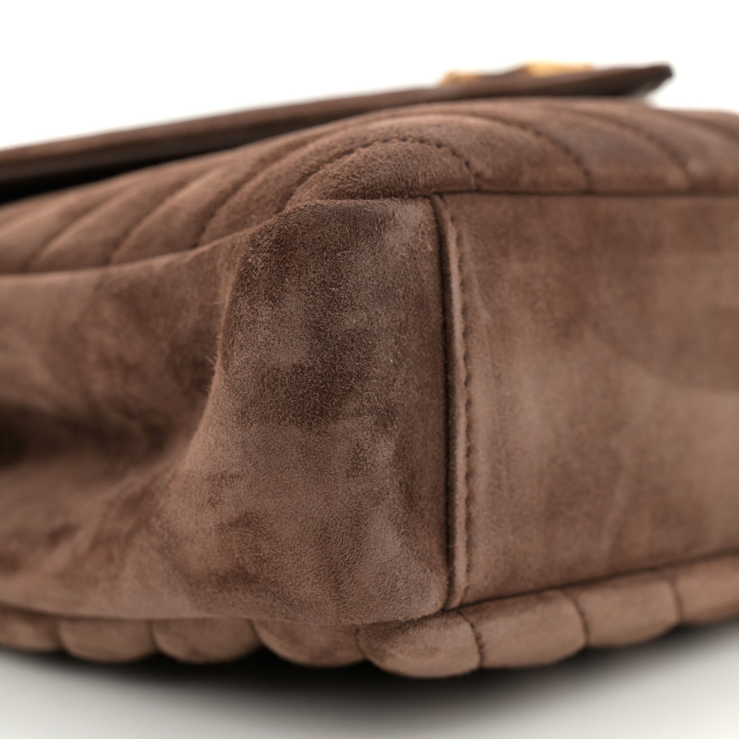 Suede Matelasse Chevron Monogram Medium College Bag Bark Brown