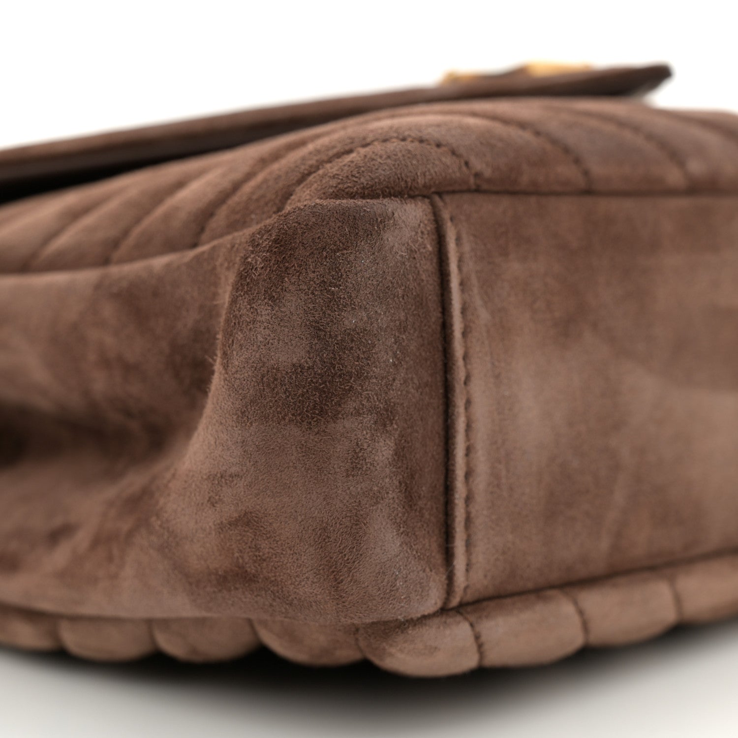 Saint Laurent Suede Matelasse Chevron Monogram Medium College Bag Bark Brown 9 of 11