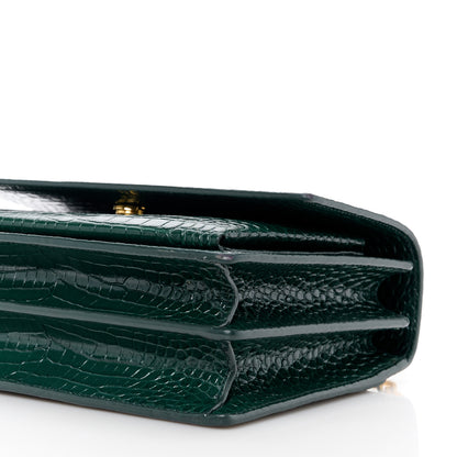 Saint Laurent Calfskin Crocodile Embossed Medium Monogram Sunset Dark Mint 10 of 12