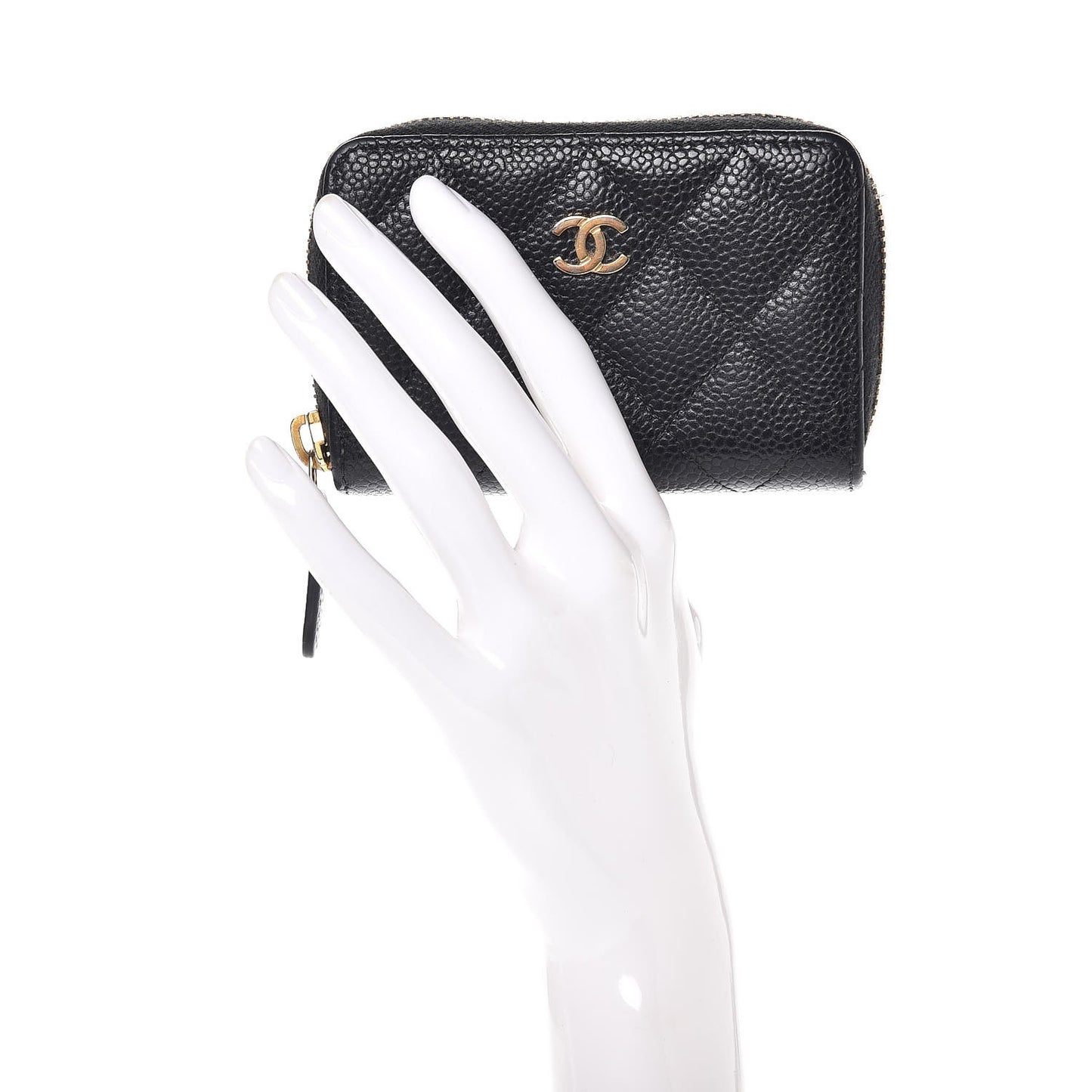 Caviar Quilted Zip Coin Purse Black
