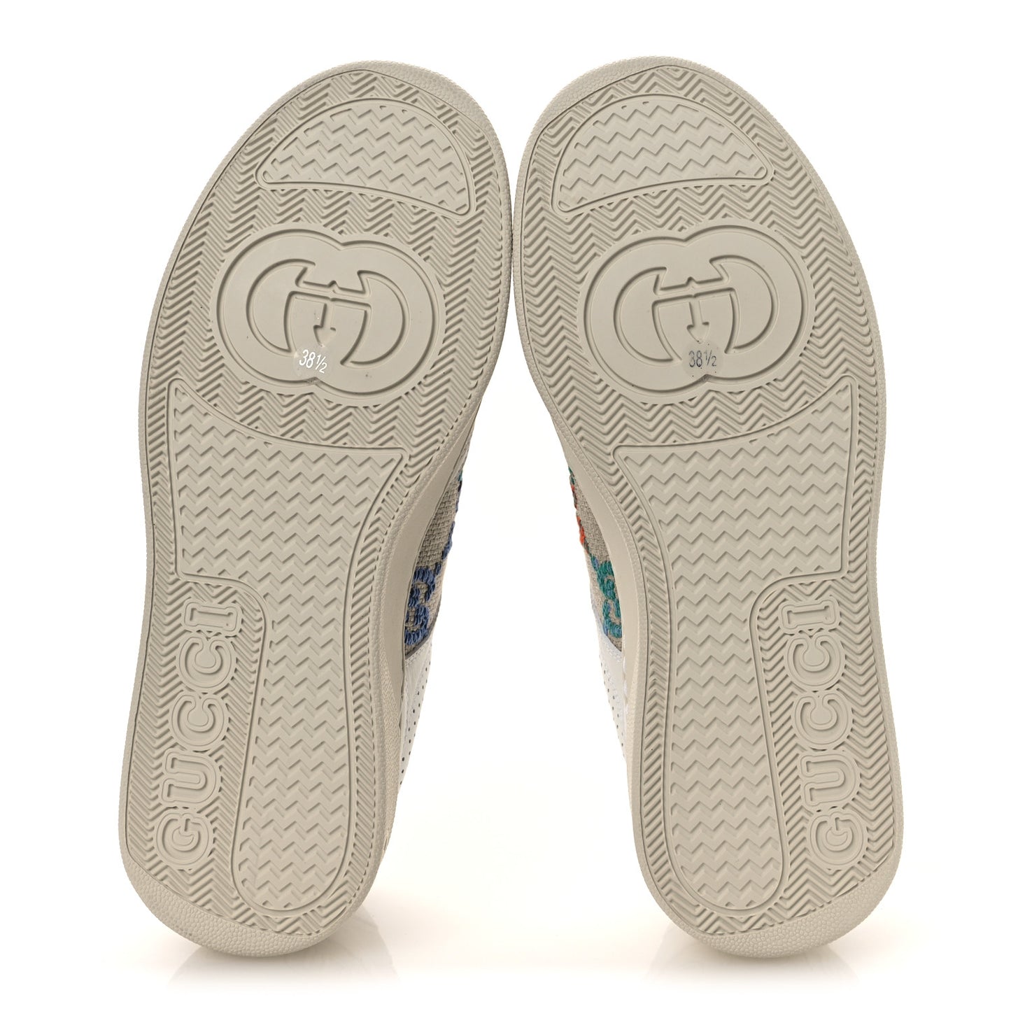 Dali Soft Calfskin GG Tennis Embossed Perforated Womens Platform 55mm Sneakers 38.5 White Multicolor