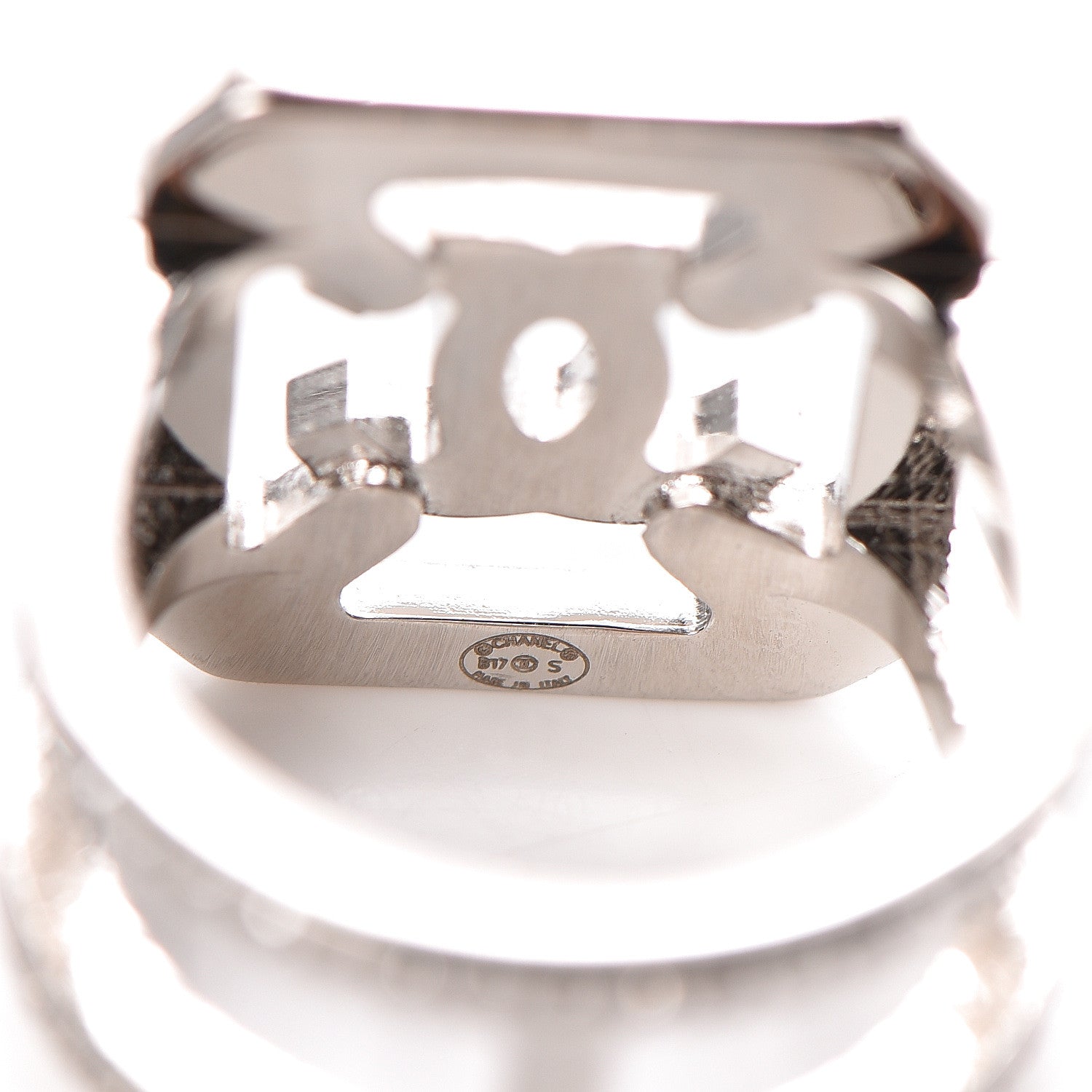 Chanel Crystal CC Ring 5.5 Silver 5 of 5