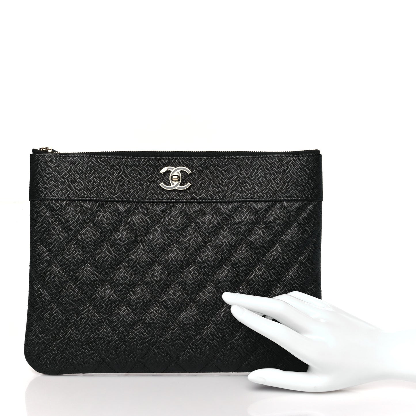 Caviar Quilted Medium Vintage Mademoiselle Cosmetic Case Black