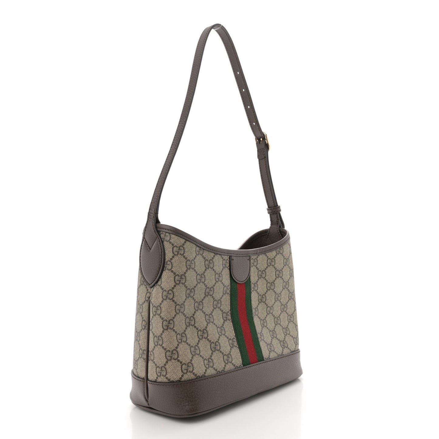 GG Supreme Monogram Textured Dollar Calfskin Web Small Ophidia Bucket Shoulder Bag Beige Ebony New Acero