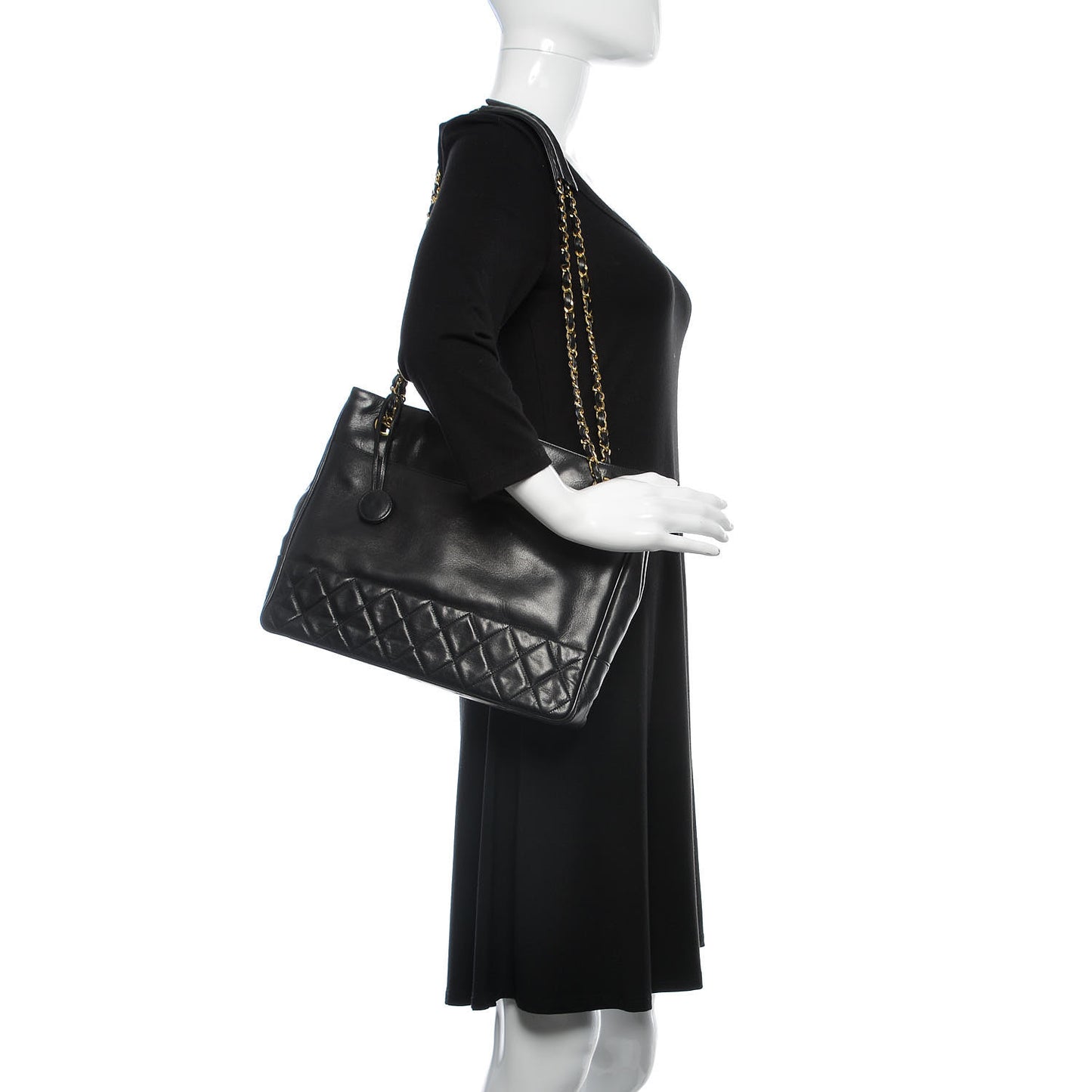 Lambskin Quilted Tote Black