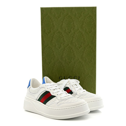 Gucci Calfskin Web Perforated Womens Platform 55mm Sneakers 36 White Bright Splash 10 of 10