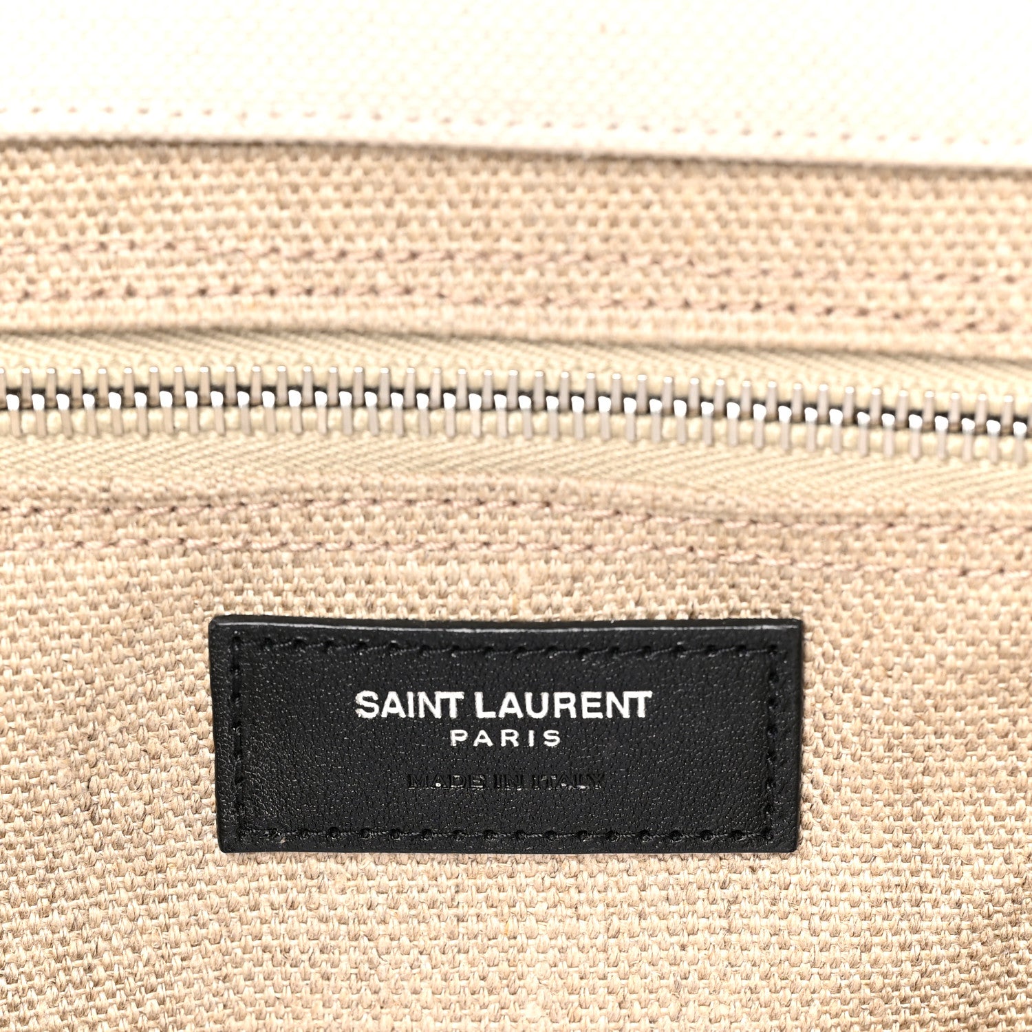 Saint Laurent Linen Calfskin Small Rive Gauche Tote Greggio Natural 6 of 12