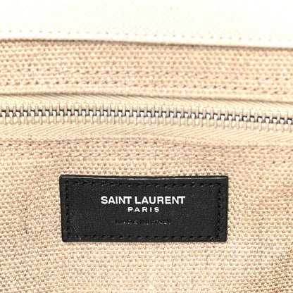 Saint Laurent Linen Calfskin Small Rive Gauche Tote Greggio Natural 6 of 12