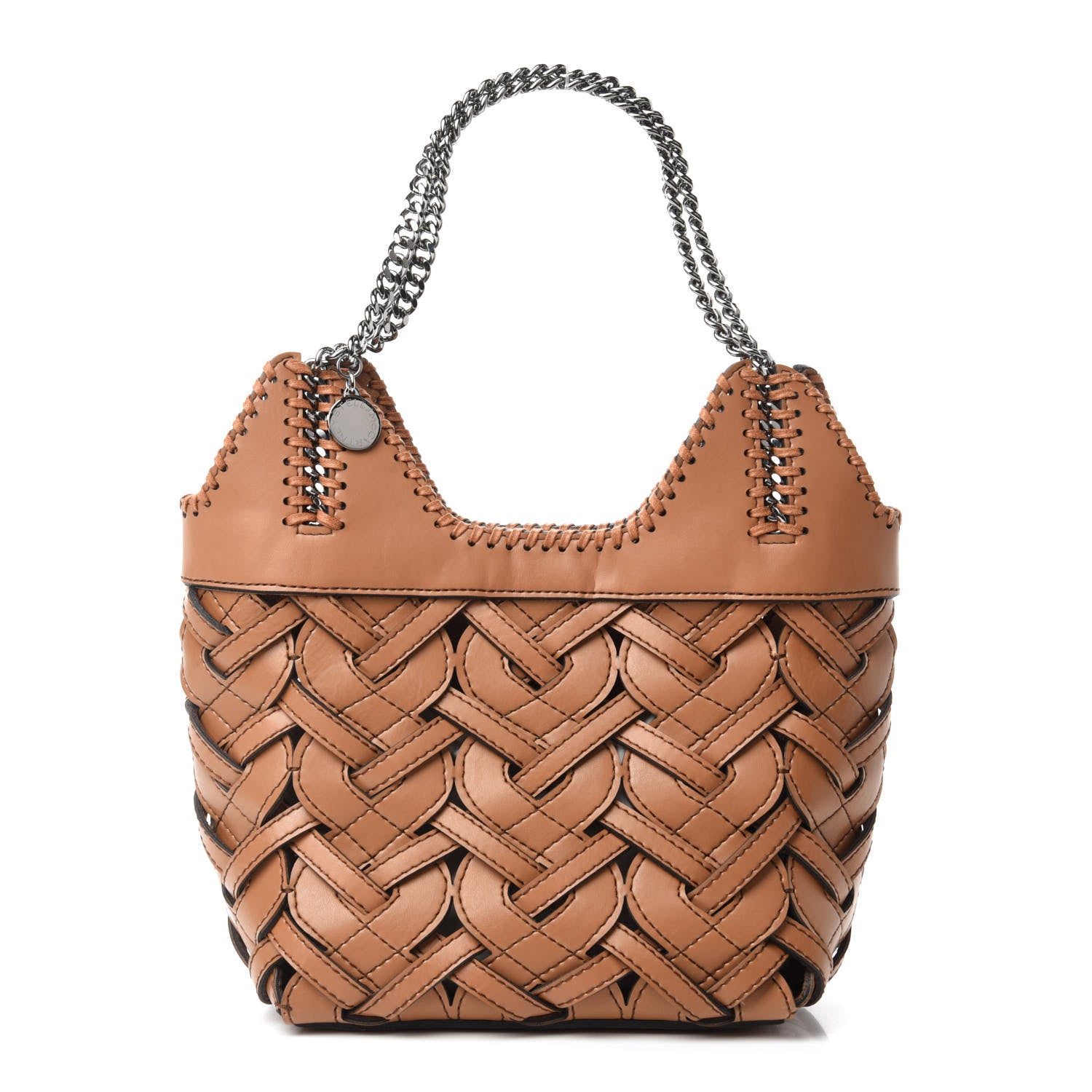 Stella McCartney Faux Leather Woven Mini Tote Bag Brown 1 of 13