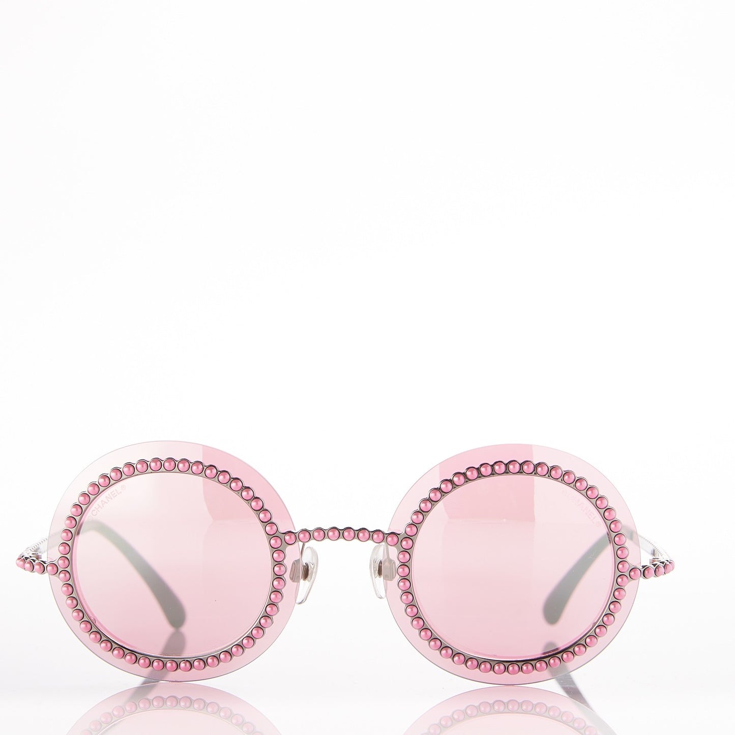 Metallic Pearl Round Sunglasses 71140 Pink