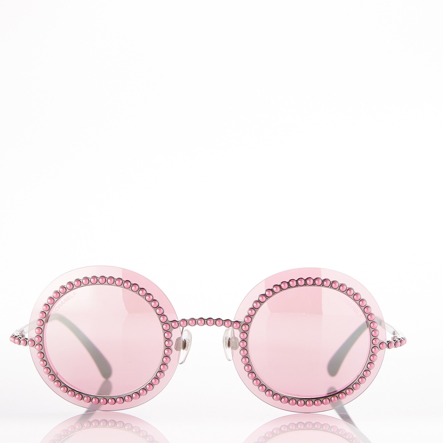 Chanel Metallic Pearl Round Sunglasses 71140 Pink 2 of 7