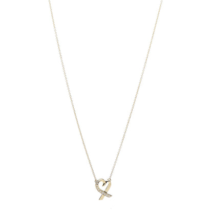 Tiffany 18K Yellow Gold Diamond Small Paloma Picasso Loving Heart Pendant Necklace 1 of 7
