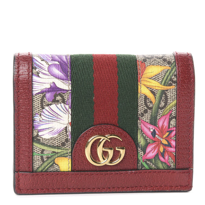 Gucci GG Supreme Monogram Flora Web Ophidia Card Case Red 1 of 5