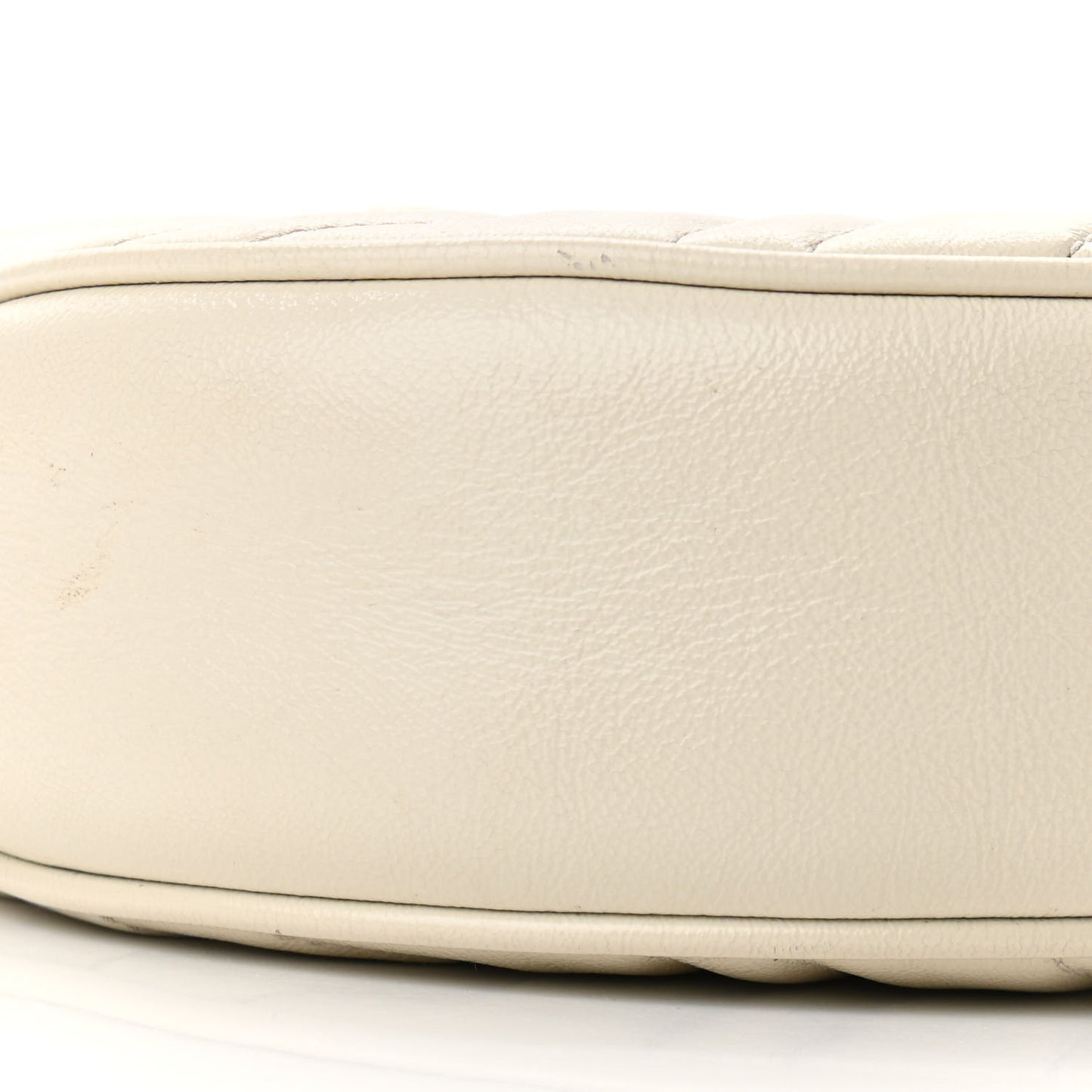 Calfskin Matelasse Mini GG Marmont Round Shoulder Bag White
