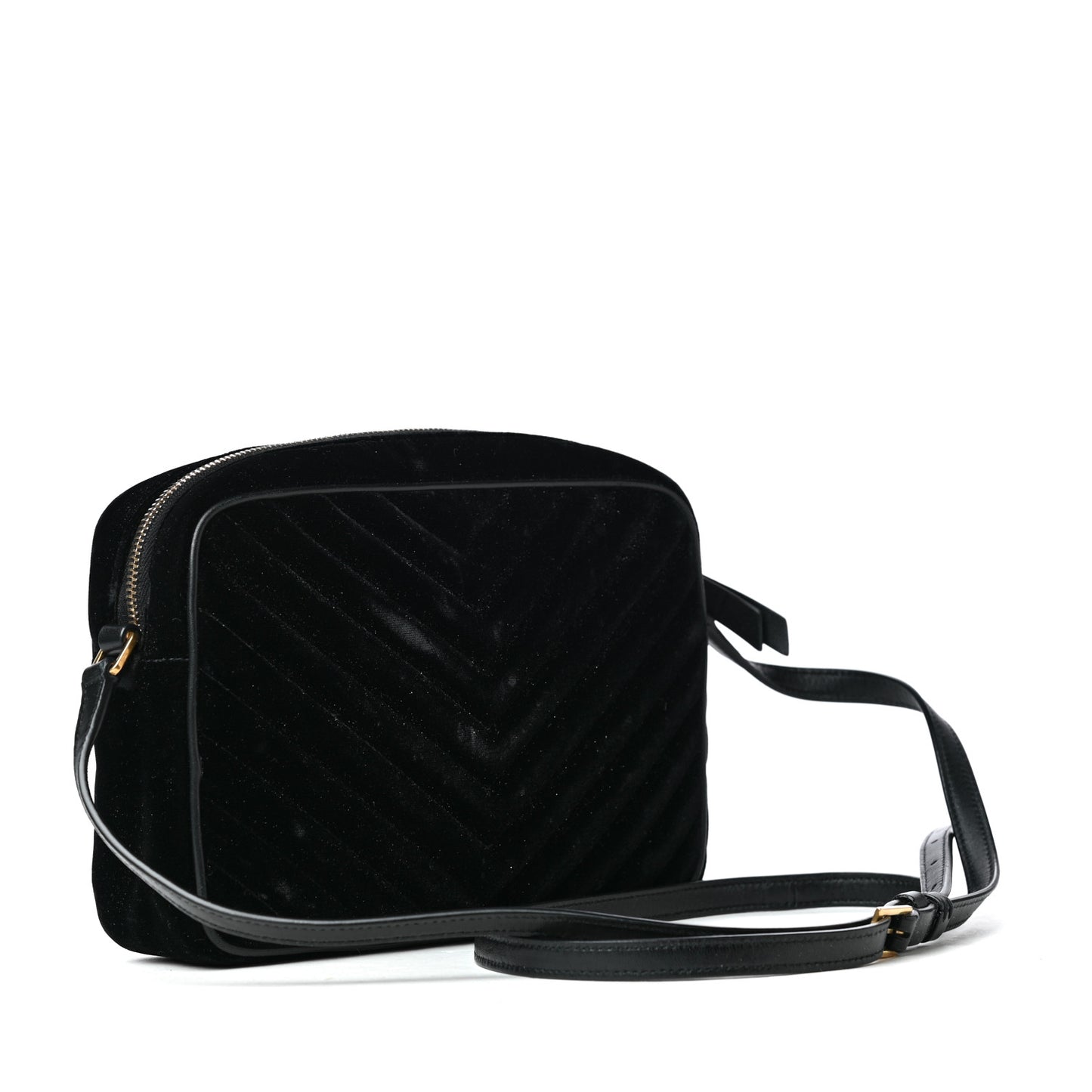 Velvet Matelasse Monogram Lou Camera Bag Black