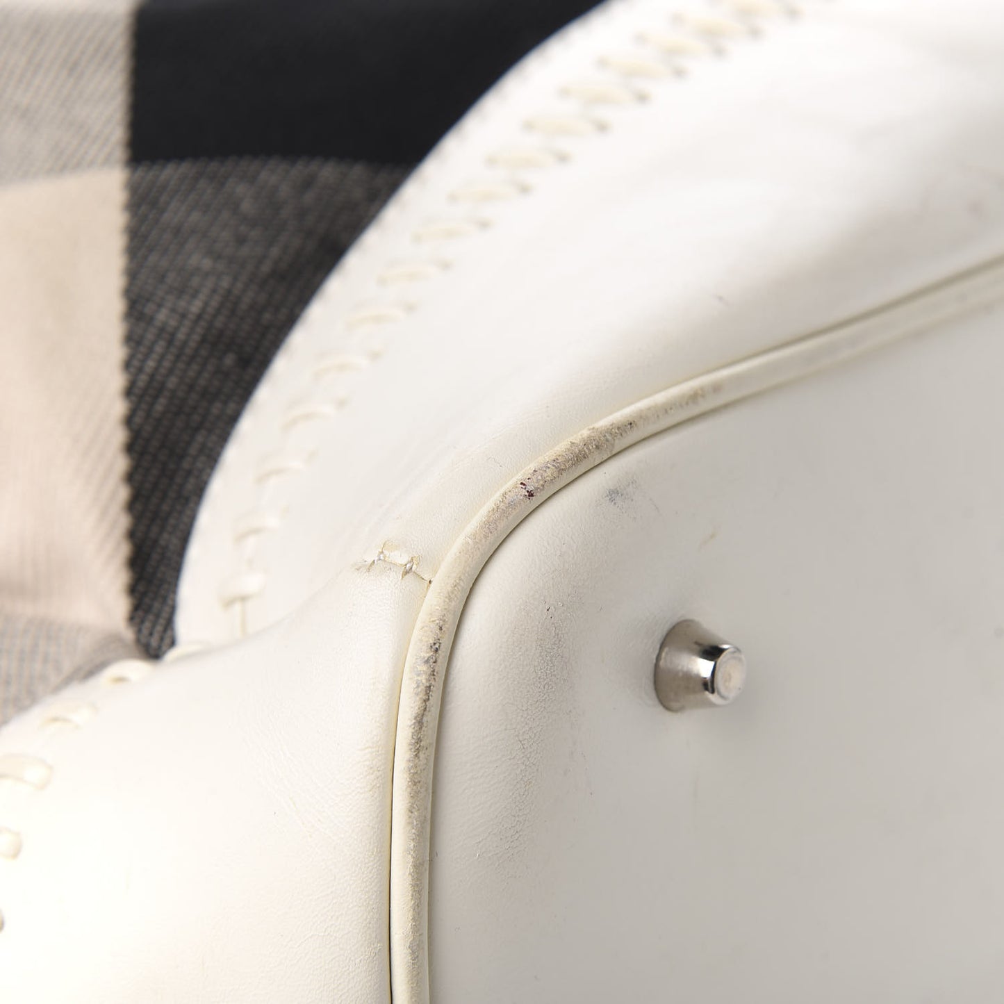 Canvas Mega Check Satchel White