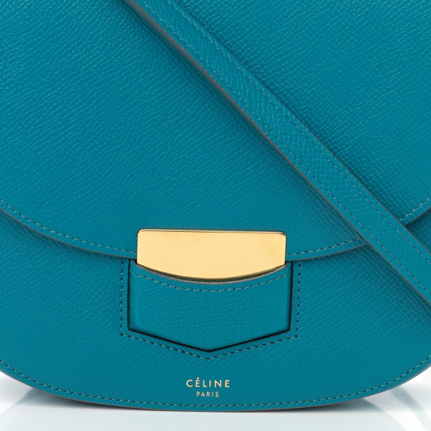 Celine Grained Calfskin Small Trotteur Teal Blue 8 of 11