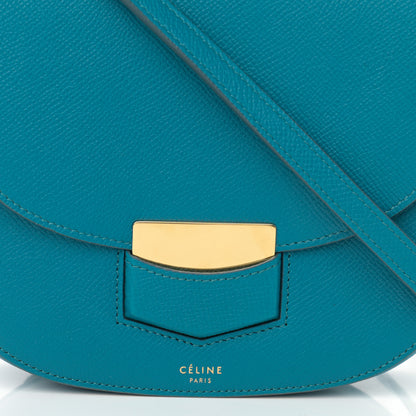 Celine Grained Calfskin Small Trotteur Teal Blue 8 of 11