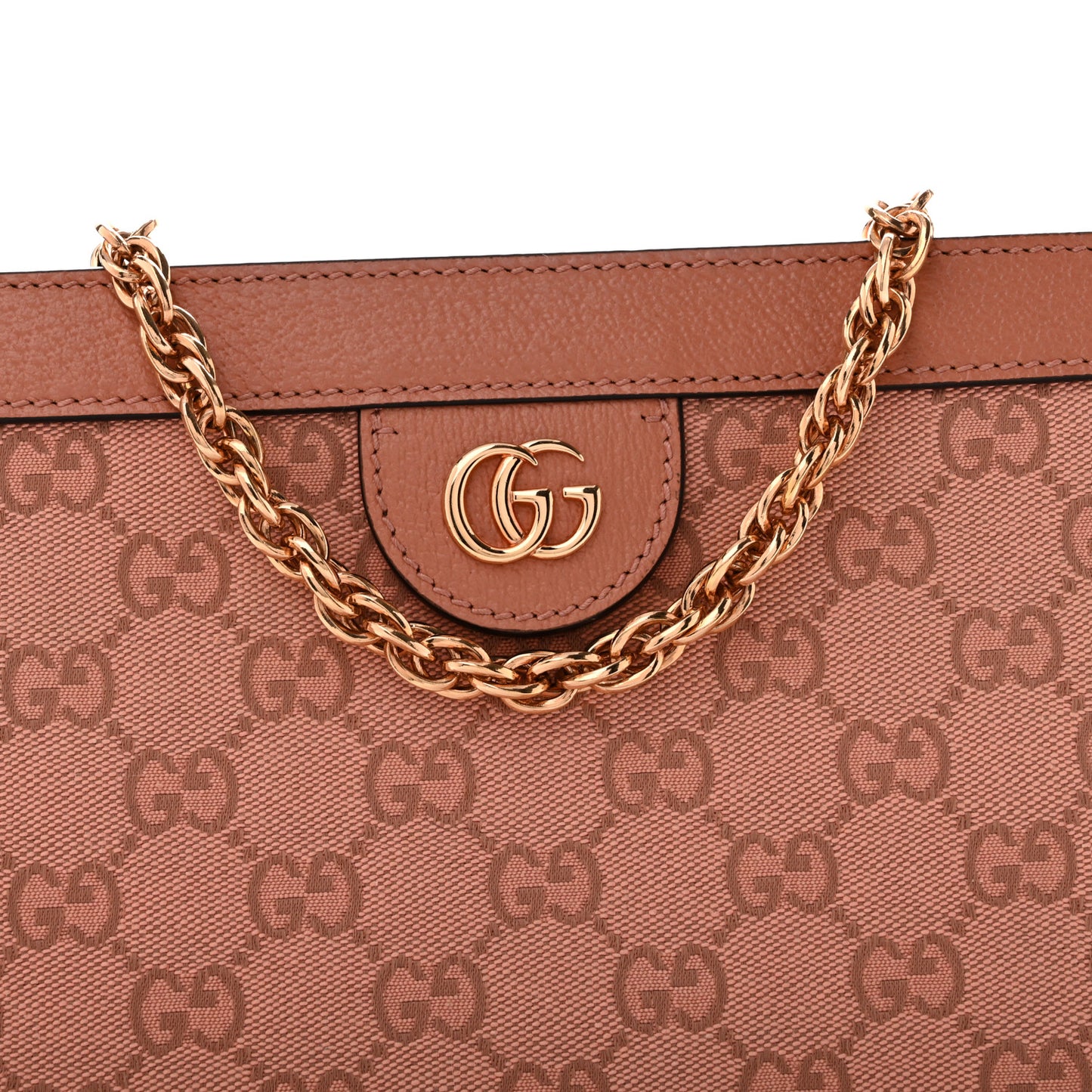 Monogram Textured Dollar Calfskin Small Ophidia Chain Shoulder Bag Cloche Rose Pink