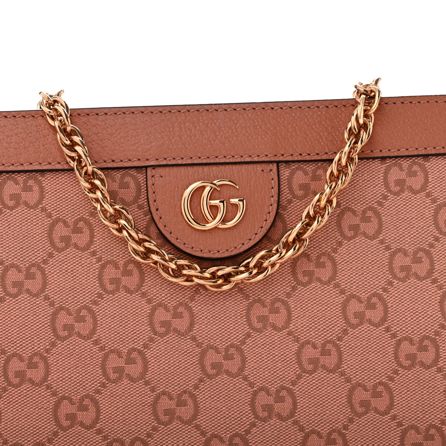 Gucci Monogram Textured Dollar Calfskin Small Ophidia Chain Shoulder Bag Cloche Rose Pink 7 of 10