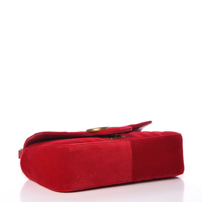 Gucci Velvet Matelasse Mini GG Marmont Shoulder Bag Hibiscus Red 4 of 8