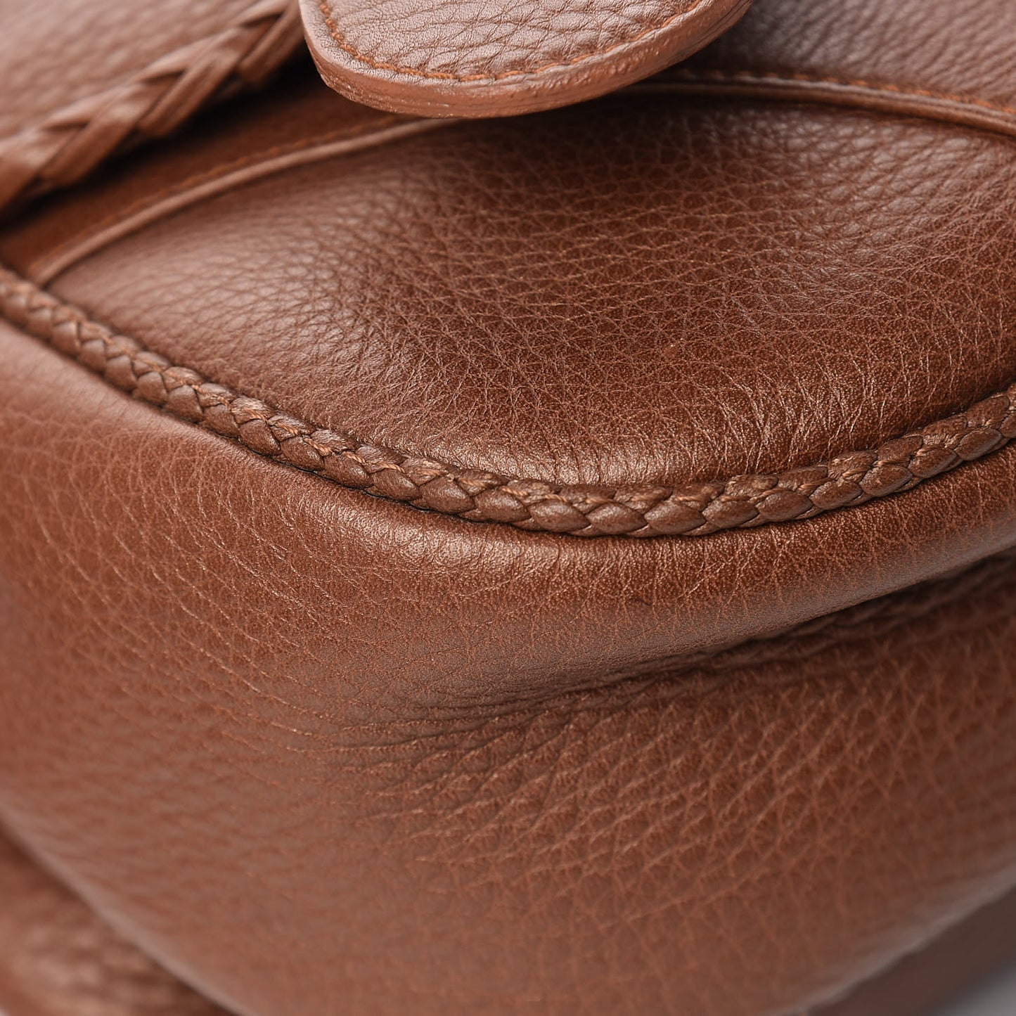Calfskin Braided Gaucho Double Saddle Bag Brown