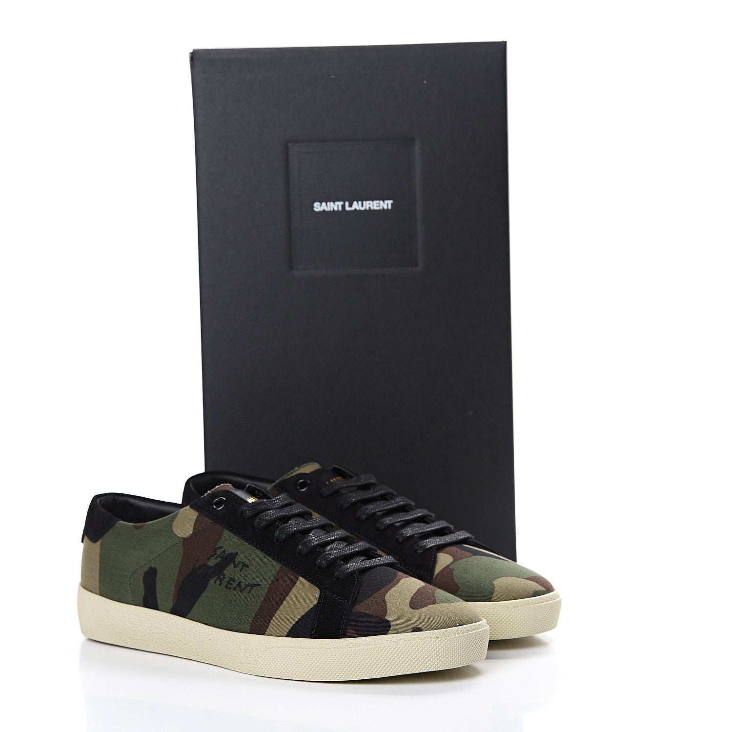 Saint Laurent Canvas Camouflage Signa SL/06 Low Top Sneakers 42 Kaki 8 of 8