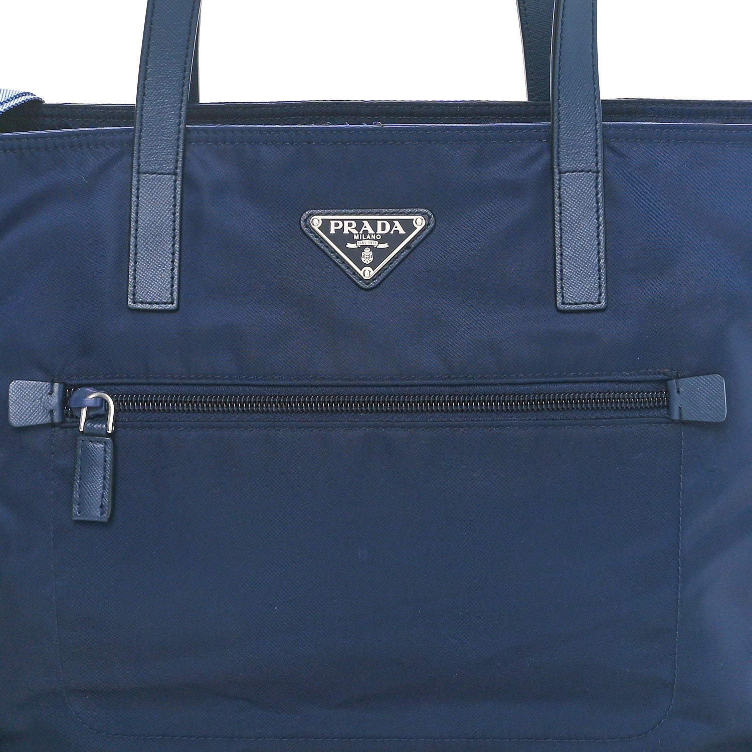 Prada Tessuto Nylon Saffiano Tote Baltico 7 of 9