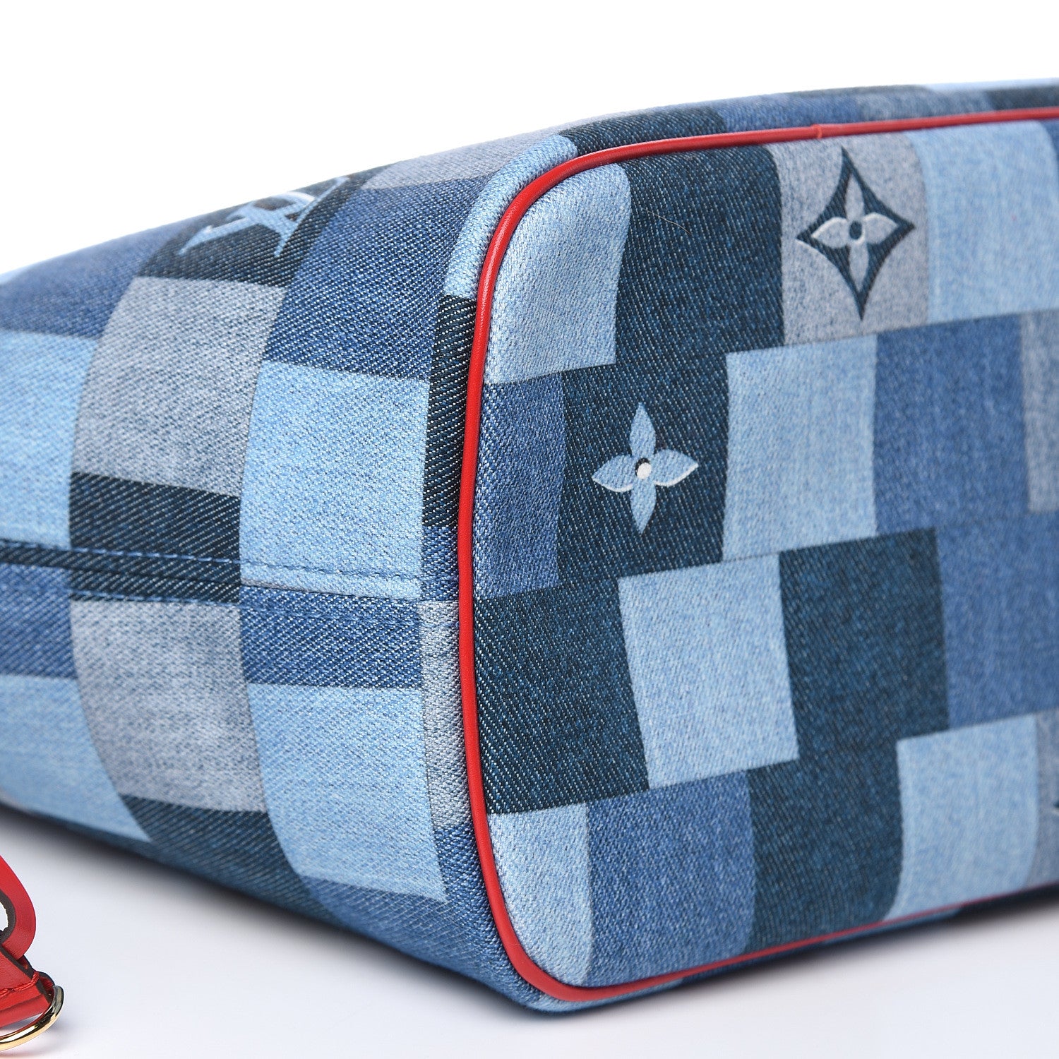 Louis Vuitton Denim Damier Monogram Patchwork Neverfull Blue Rouge 8 of 9