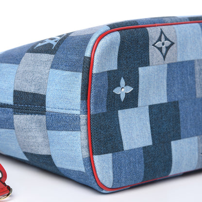 Louis Vuitton Denim Damier Monogram Patchwork Neverfull Blue Rouge 8 of 9