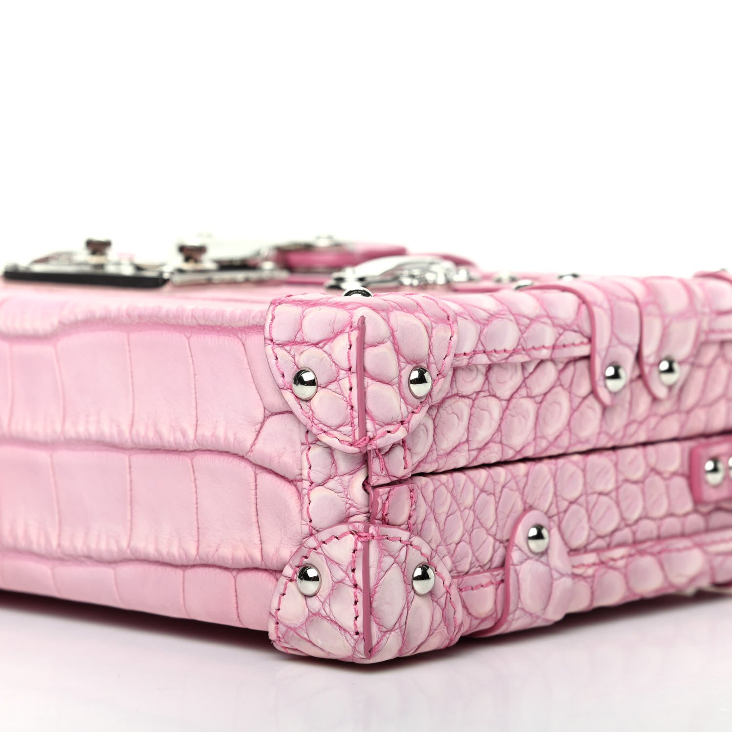 Louis Vuitton Alligator Petite Malle Pink 9 of 10